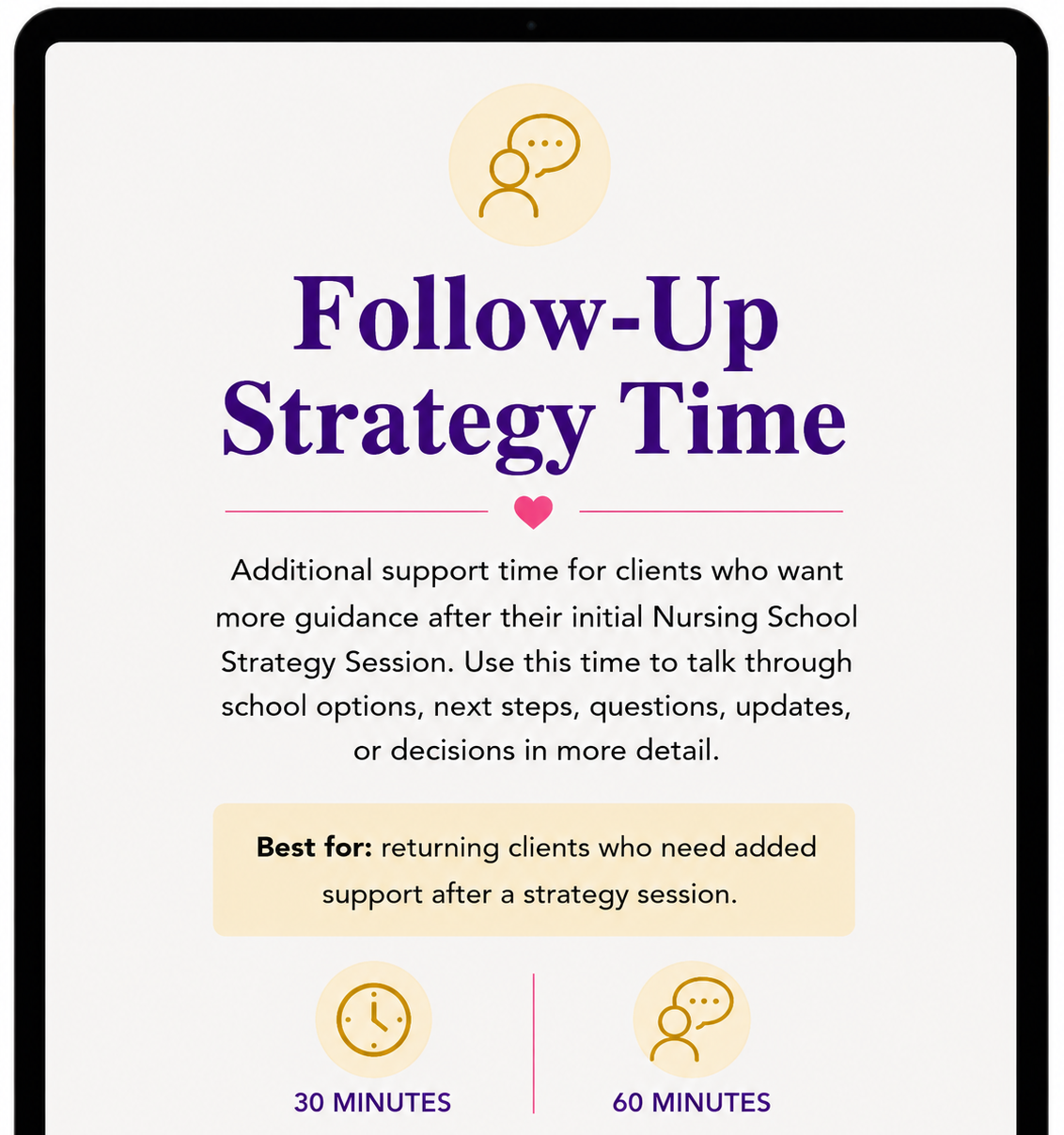Follow-Up Strategy Time (30 min. or 60 min.)