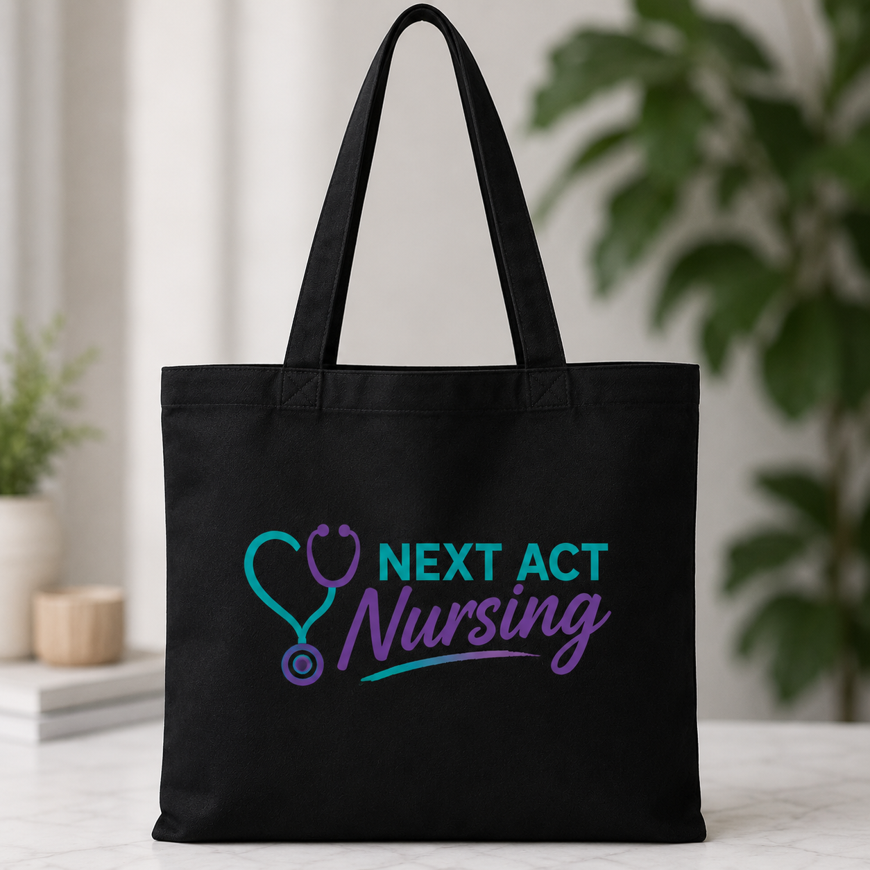 Next Act Nursing Canvas Tote Bag (Black)